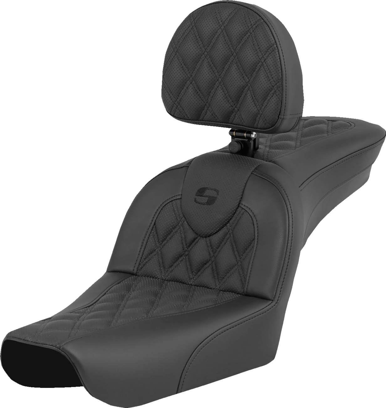 SADDLEMEN RoadSofa™ Seat - Lattice Stitch - with Driver Backrest - FXDWG '04-'05