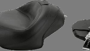MUSTANG Wide Solo Seat - With Backrest - Vintage - Black - Smooth - XL '04-'21