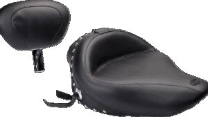 MUSTANG Wide Solo Seat - With Backrest - Black - Studded w/ Concho - XL '04-'21