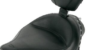 MUSTANG Wide Solo Seat - With Backrest - Black - Studded w/ Concho - XL '04-'20