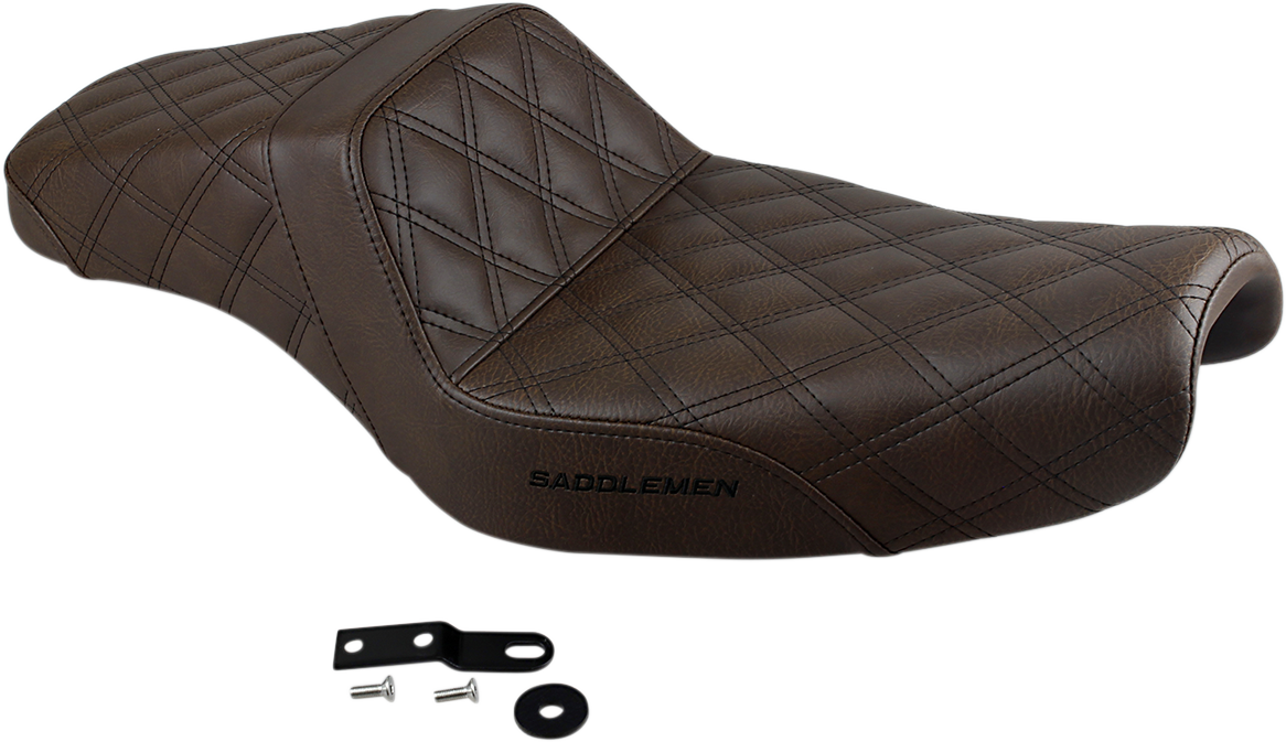 SADDLEMEN Step-Up Seat - Full Lattice Stitch - Brown - XL