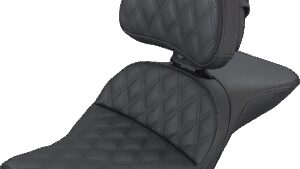 SADDLEMEN Explorer Seat - With Backrest - Lattice Stitched - Black - XL '04-'20