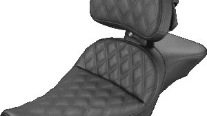 SADDLEMEN Explorer Seat - With Backrest - Lattice Stitched - Black - XL '04-'22