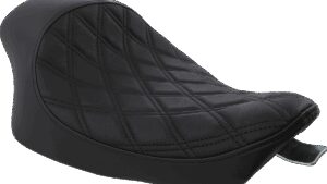 DRAG SPECIALTIES SEATS 3/4 Solo Seat - Double Diamond - Black w/ Black Stitching - XL '04-'22