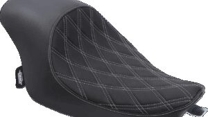 DRAG SPECIALTIES SEATS 3/4 Solo Seat - Double Diamond - Black w/ Silver Stitching - XL '04-'22