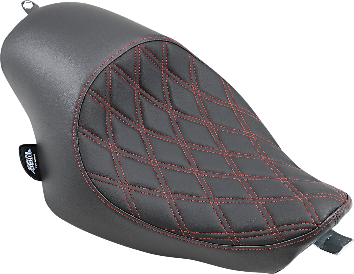 DRAG SPECIALTIES SEATS 3/4 Solo Seat - Double Diamond - Black w/ Red Stitching - XL '04-'22