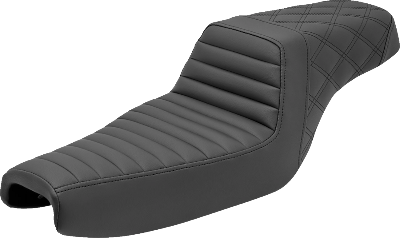 SADDLEMEN Step-Up Seat - Front Tuck-n-Roll/Rear Lattice Stitch - Black