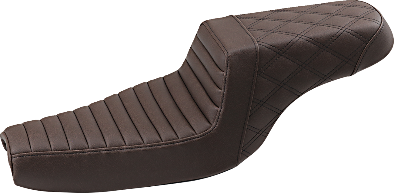 SADDLEMEN Step-Up Seat - Front Tuck-n-Roll/Rear Lattice Stitch - Brown