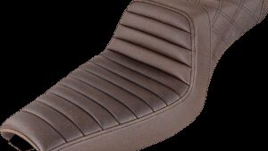 SADDLEMEN Step-Up Seat - Front Tuck-n-Roll/Rear Lattice Stitch - Brown