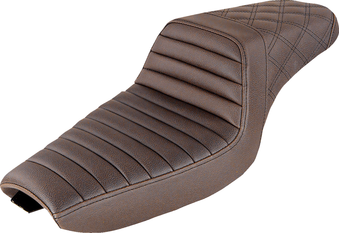 SADDLEMEN Step-Up Seat - Front Tuck-n-Roll/Rear Lattice Stitch - Brown