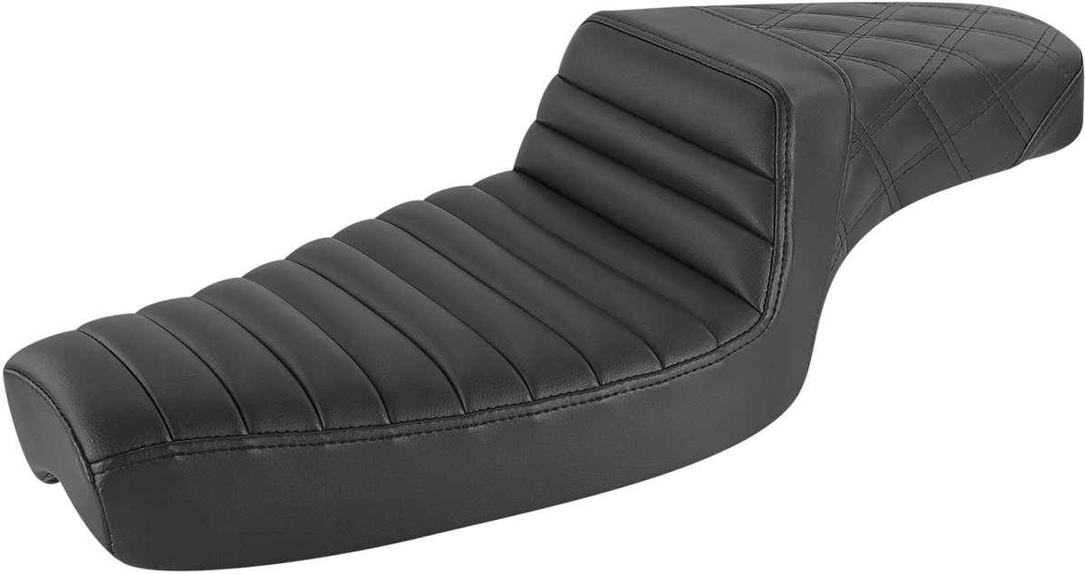 SADDLEMEN Step-Up Seat - Front Tuck-n-Roll/Rear Lattice Stitch - Black