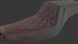 SADDLEMEN Step-Up Seat - Front Lattice Stitch/With Red Stitching - Black - XL