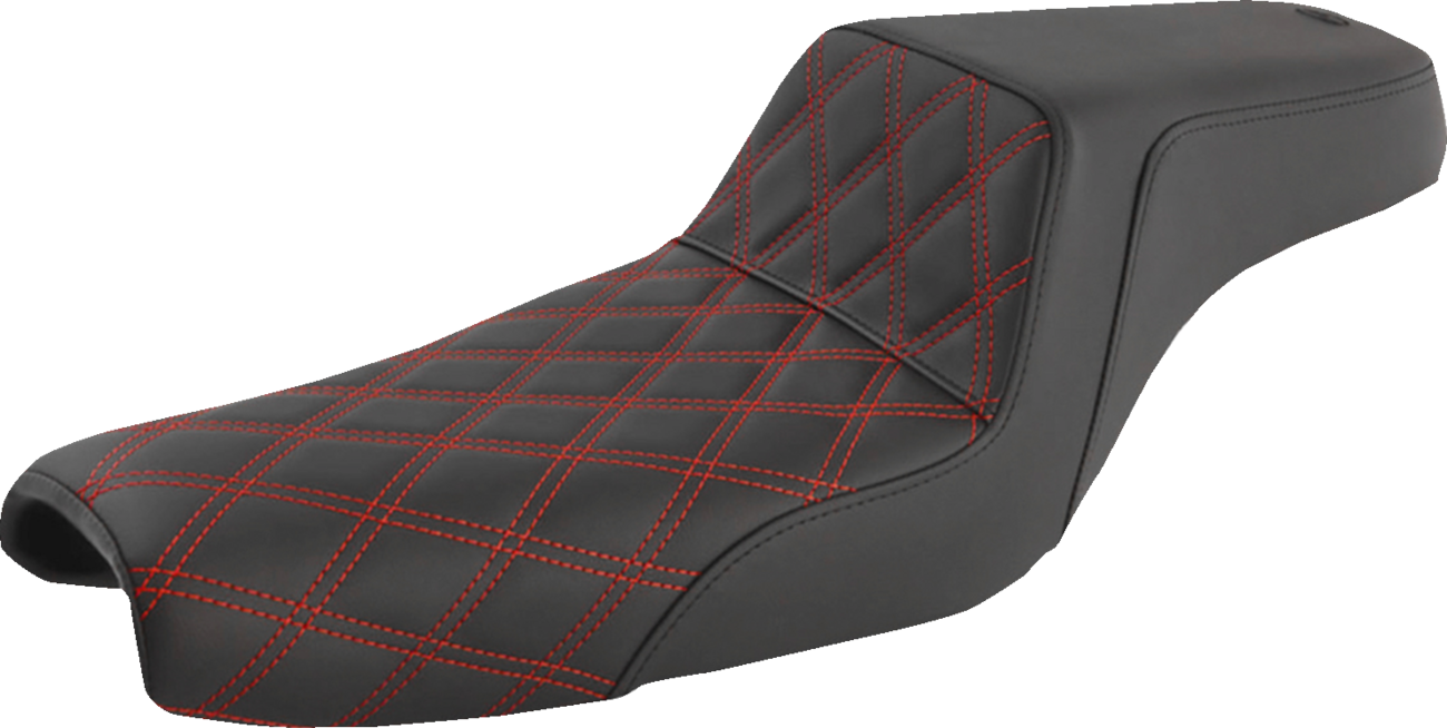 SADDLEMEN Step-Up Seat - Front Lattice Stitch/With Red Stitching - Black - XL