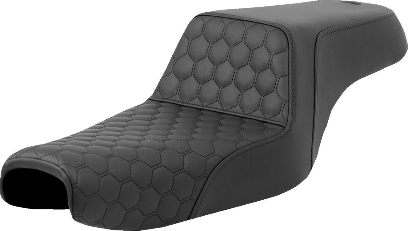 SADDLEMEN Step-Up Seat - Honeycomb - Black Stitching - 3.3 Gal Tank - Sportster '04-'21