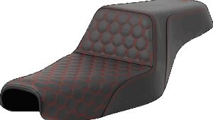 SADDLEMEN Step-Up Seat - Honeycomb - Red Stitching - 3.3 Gal Tank - Sportster '04-'22