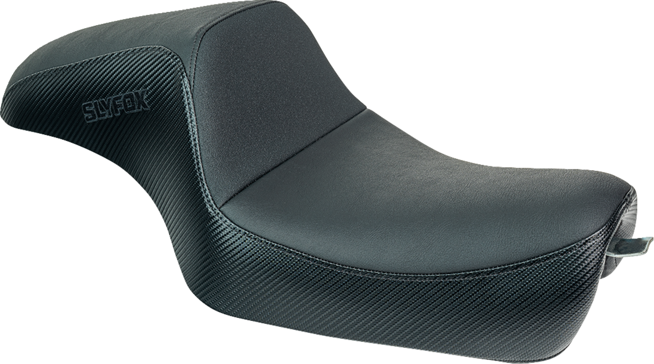 SLYFOX Drifter Seat - Black Logo - Black Vinyl w/ Slipstop - Carbon Fiber - XL '04-'22