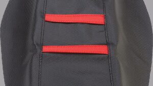 MOOSE OFFROAD Ribbed Seat Cover - Black Cover/Red Ribs - Honda