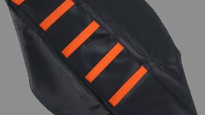 MOOSE OFFROAD Ribbed Seat Cover - Black Cover/Orange Ribs - KTM