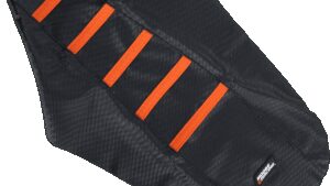 MOOSE OFFROAD Ribbed Seat Cover - Black Cover/Orange Ribs - KTM