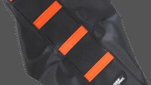 MOOSE OFFROAD Ribbed Seat Cover - Black Cover/Orange Ribs - KTM