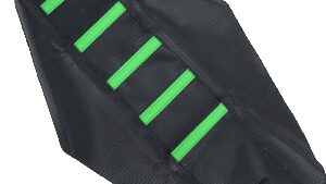MOOSE OFFROAD Ribbed Seat Cover - Black Cover/Green Ribs - Kawasaki