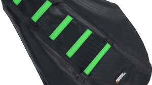 MOOSE OFFROAD Ribbed Seat Cover - Black Cover/Green Ribs - Kawasaki