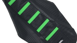 MOOSE OFFROAD Ribbed Seat Cover - Black Cover/Green Ribs - Kawasaki