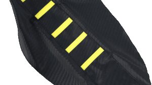 MOOSE OFFROAD Ribbed Seat Cover - Black Cover/Yellow Ribs - Suzuki