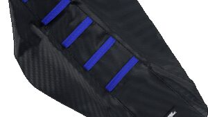 MOOSE OFFROAD Ribbed Seat Cover - Black Cover/Blue Ribs - Yamaha