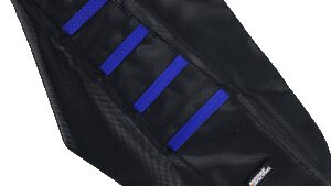 MOOSE OFFROAD Ribbed Seat Cover - Black Cover/Blue Ribs - Yamaha