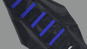 MOOSE OFFROAD Ribbed Seat Cover - Black Cover/Blue Ribs - Yamaha