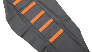 MOOSE OFFROAD Ribbed Seat Cover - Black Cover/Orange Ribs - KTM
