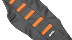 MOOSE OFFROAD Ribbed Seat Cover - Black Cover/Orange Ribs - KTM