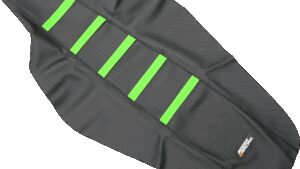 MOOSE OFFROAD Ribbed Seat Cover - Black Cover/Green Ribs - Kawasaki