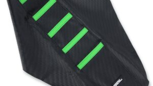 MOOSE OFFROAD Ribbed Seat Cover - Black Cover/Green Ribs - Kawasaki