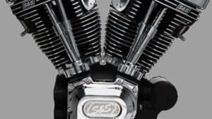 S&S CYCLE T124 Long Block Engine - Wrinkle Black and Chrome - Touring