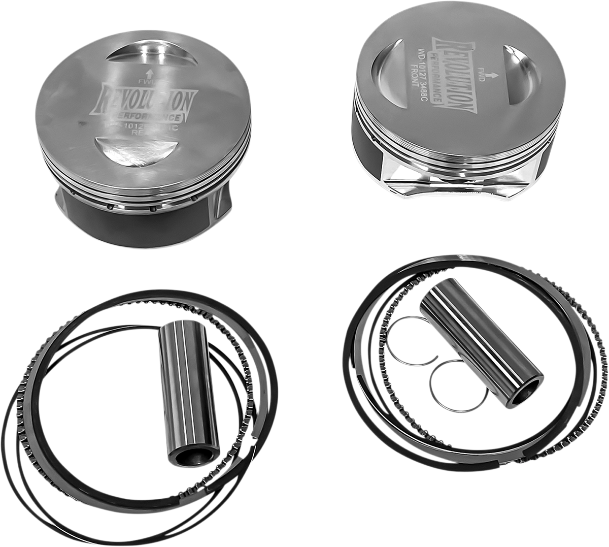 REVOLUTION PERFORMANCE, LLC Piston Kit - Flat-Top - For 124" Monster Big Bore Cylinder Kit - Twin Cam