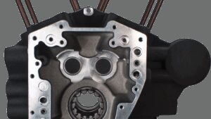 S&S CYCLE Engine Case - 4.125" Bore w/Stock Stud Pattern - Wrinkle Black - Twin Cam