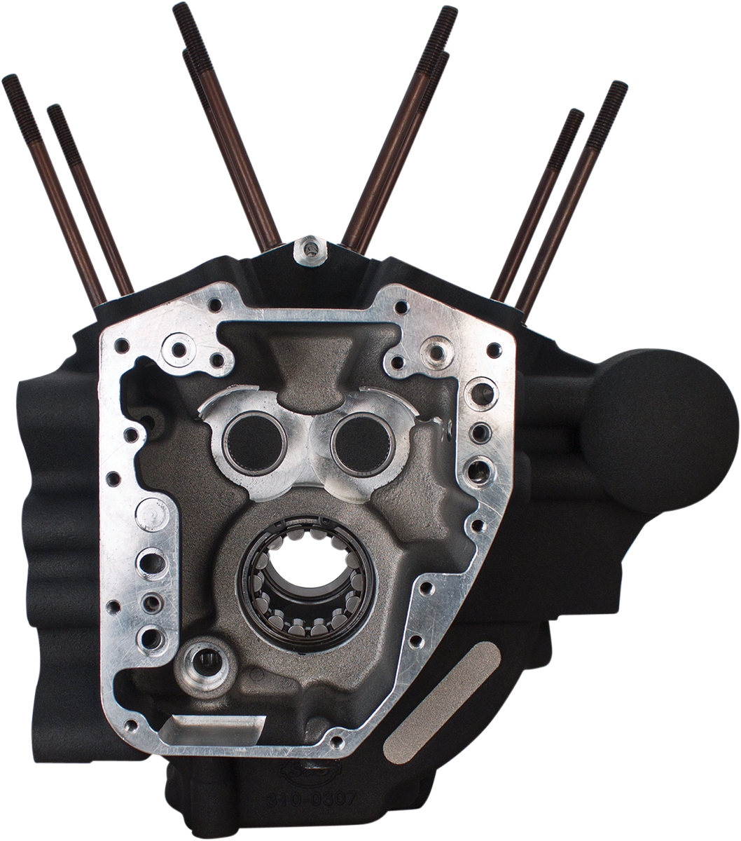 S&S CYCLE Engine Case - 4.125" Bore w/Stock Stud Pattern - Wrinkle Black - Twin Cam