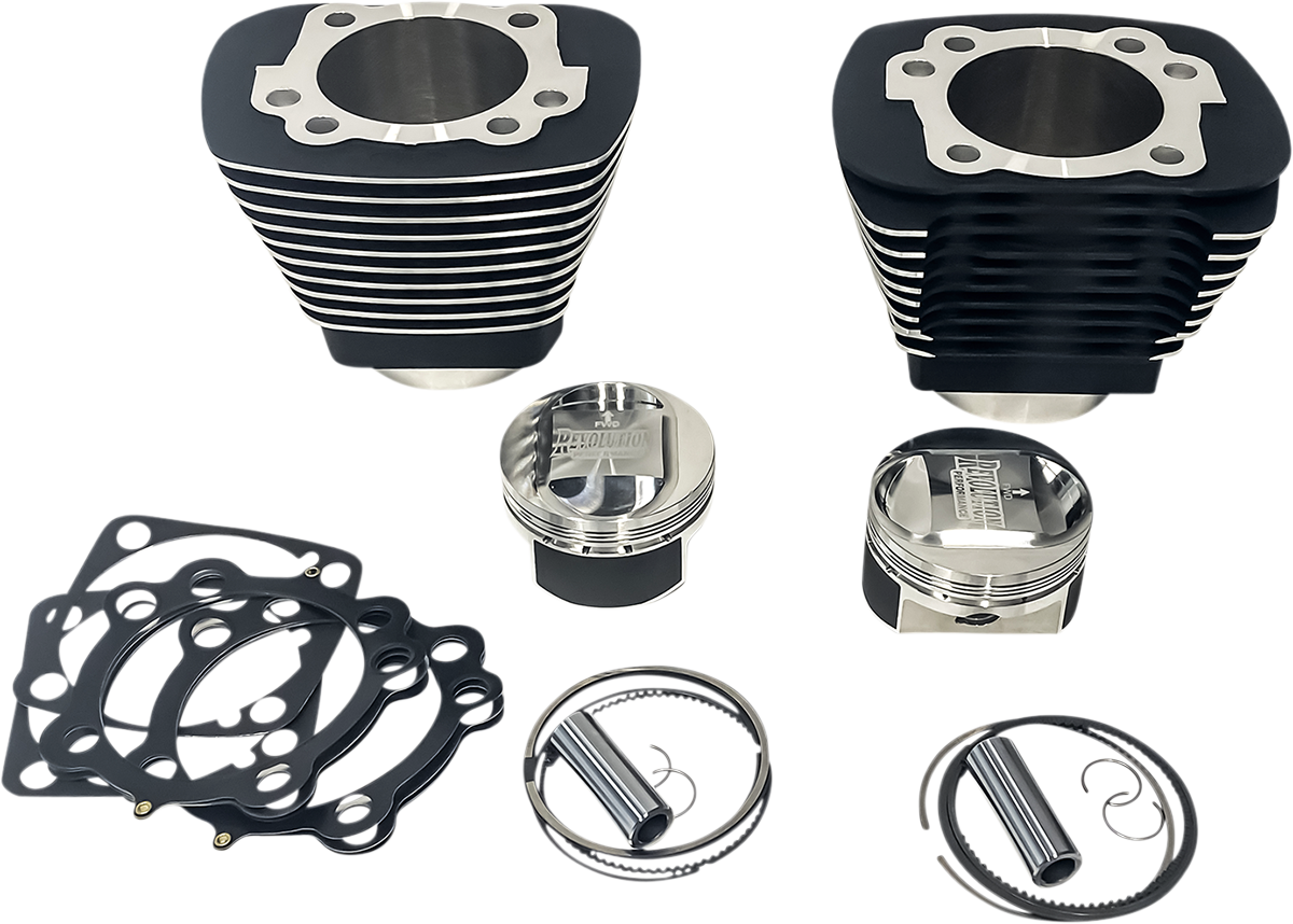 REVOLUTION PERFORMANCE, LLC Cylinder Kit - 1250 cc - Big Bore - Black with Highlighted Fins - XL1200
