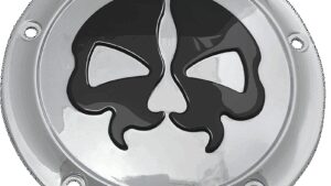 DRAG SPECIALTIES Derby Cover - Split Skull - 5 Hole - Chrome w/Black Skull - '99-'18 Big Twin