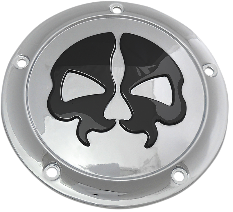 DRAG SPECIALTIES Derby Cover - Split Skull - 5 Hole - Chrome w/Black Skull - '99-'18 Big Twin