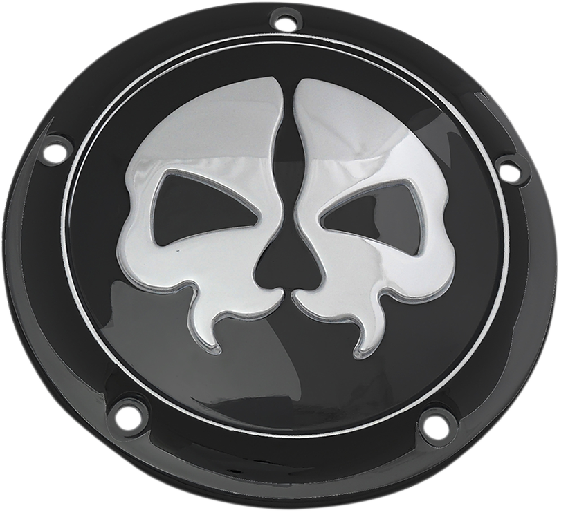 DRAG SPECIALTIES Derby Cover - Split Skull - 5 Hole - Black w/Chrome Skull - '99-'18 Big Twin