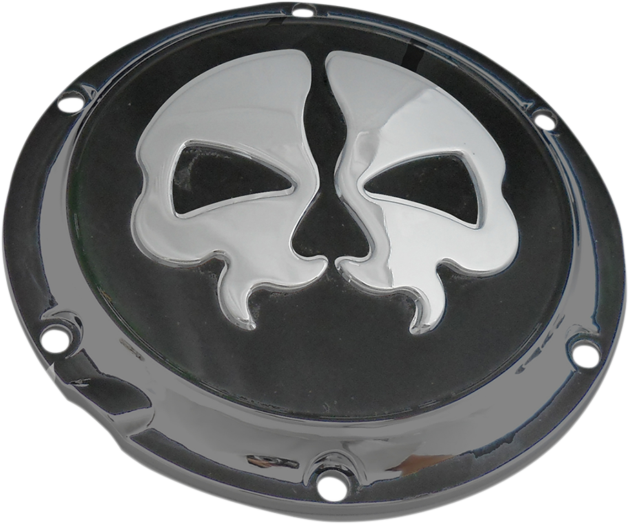 DRAG SPECIALTIES Derby Cover - Split Skull - 5 Hole - Black w/Chrome Skull - '04-'22 Sportster