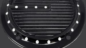 COVINGTONS Derby Cover - Dimpled - 5-Hole - Black - Softail