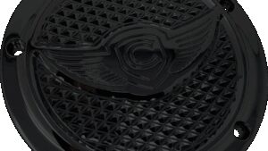 COVINGTONS Derby Cover - Diamondback - 5-Hole - Black - Twin Cam