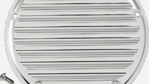 JOKER MACHINE Derby Cover - 5 Hole - Finned - Chrome - M8 Softail