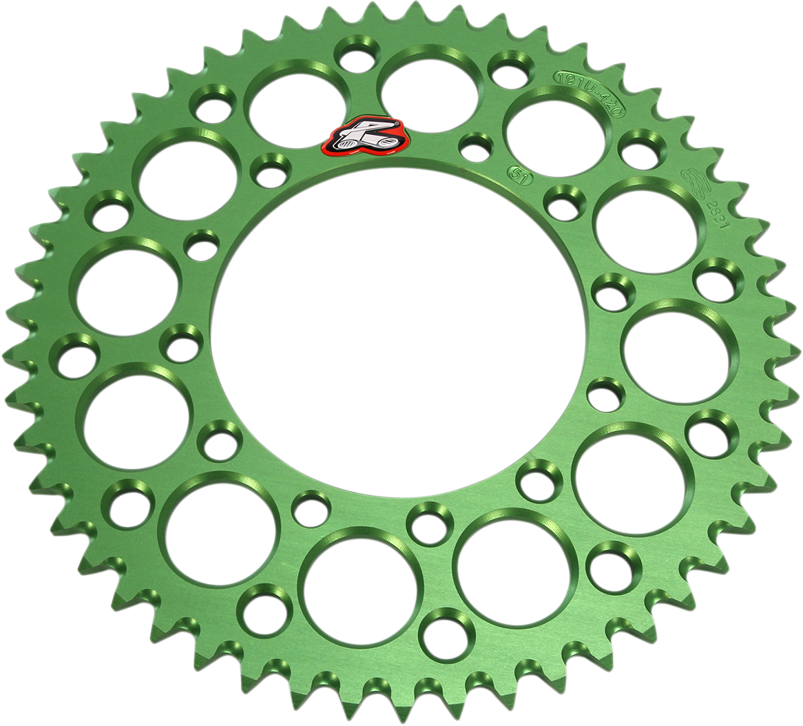RENTHAL Rear Sprocket - Aluminum - 51 Tooth - Green - Kawasaki