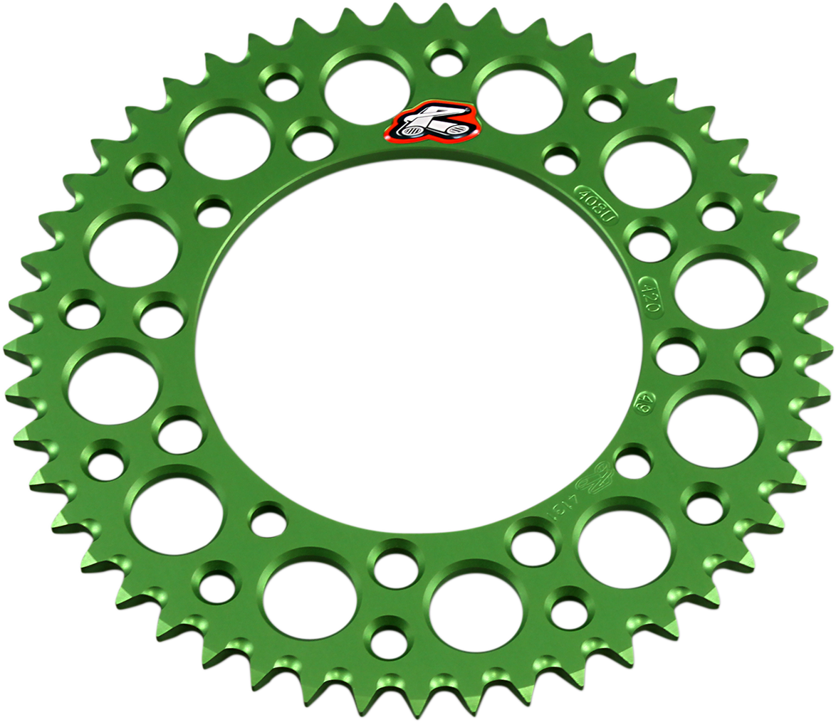 RENTHAL Rear Sprocket - Aluminum - 49 Tooth - Green - Kawasaki