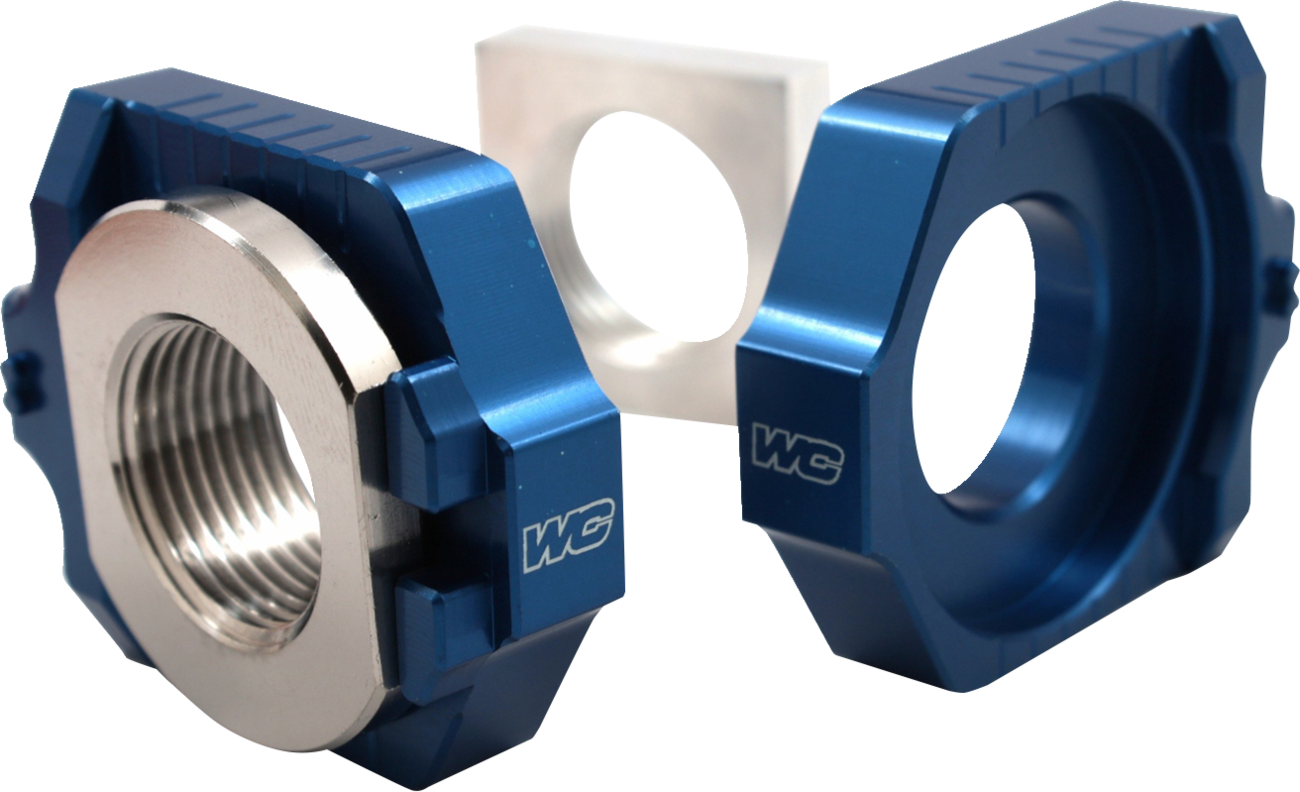 WORKS CONNECTION Elite Axle Block Kit - Blue - Gas Gas/Husqvarna/KTM